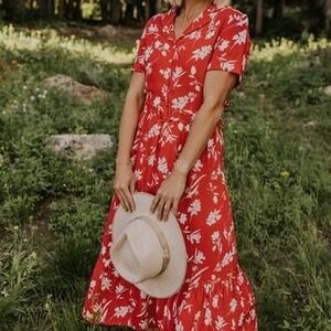 Floral Red Dress